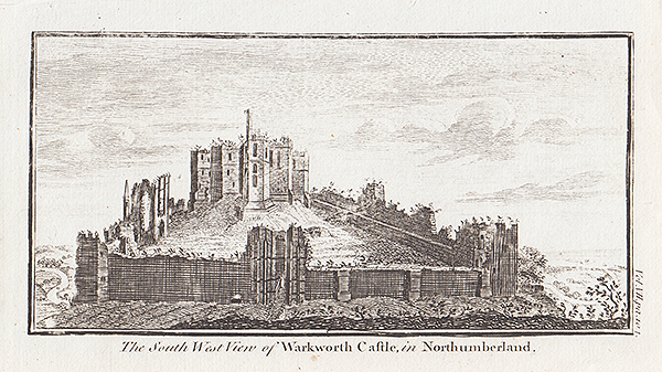 The South West View of Warkworth Castle in Northumberland