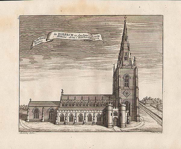 Ecclesiam de Holbech in Agro Linc'    Holbeach Church Lincolnshire by William Stukeley