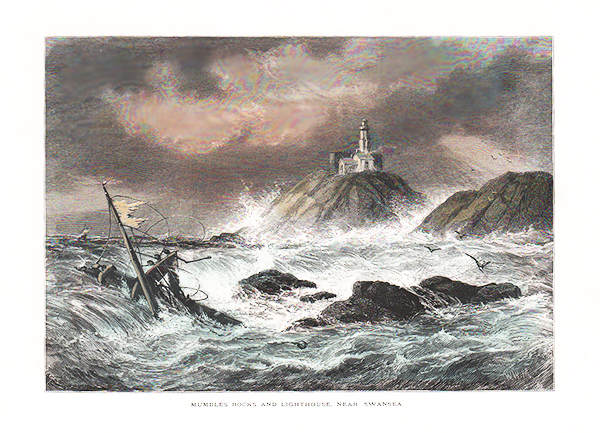 Mumbles Rocks and Lighthouse near Swansea