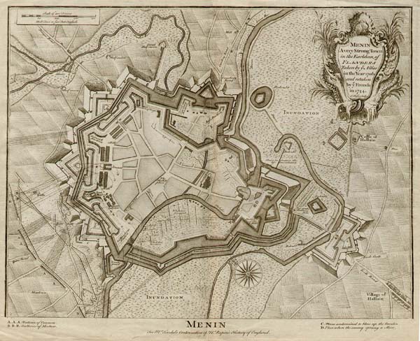 Menin A very Strong Town in the Earldom of Flanders Taken by the Allies in the Year 1706 and retaken by the French in 1744