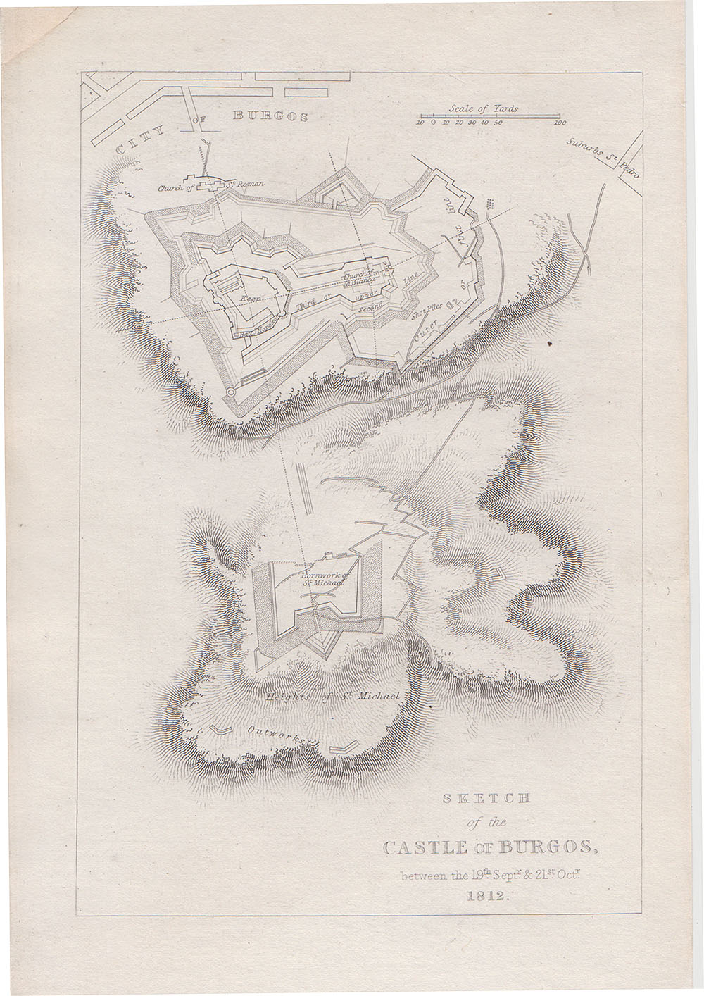 Sketch of the Castle of Burgos between the 19th Sept & 21st October 1812
