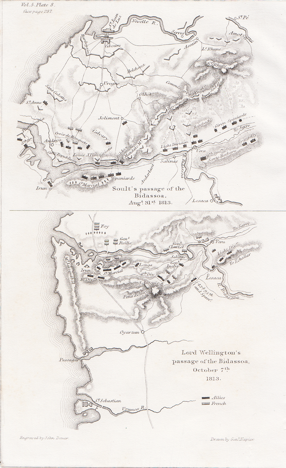 Soult's passage of the Bidassoa Aug 31st 1813 and Lord Wellington's passage of the Bidassoa October 7th 1813