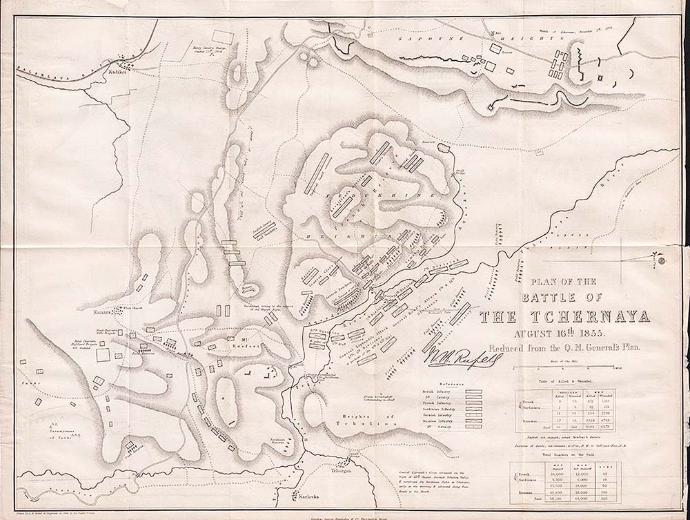 Plan of the Battle of The Tchernaya  August 16th 1855  Reduced from the QN General's Plan