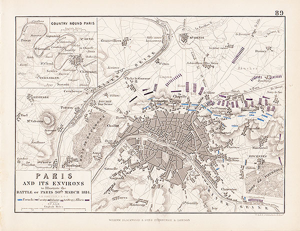 Paris and its Environs to illustrate the Battle of Paris 30th March 1814