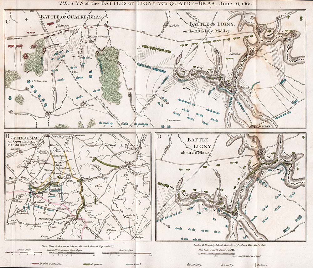 Plans of the Battles of Ligny and Quatre-Bras June 16 1815