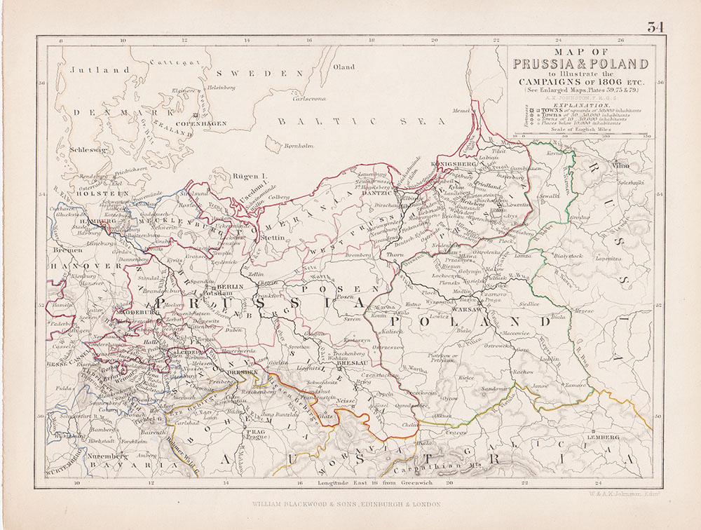 Map of Prussia & Poland to illustrate the Campaigns of 1806 etc 