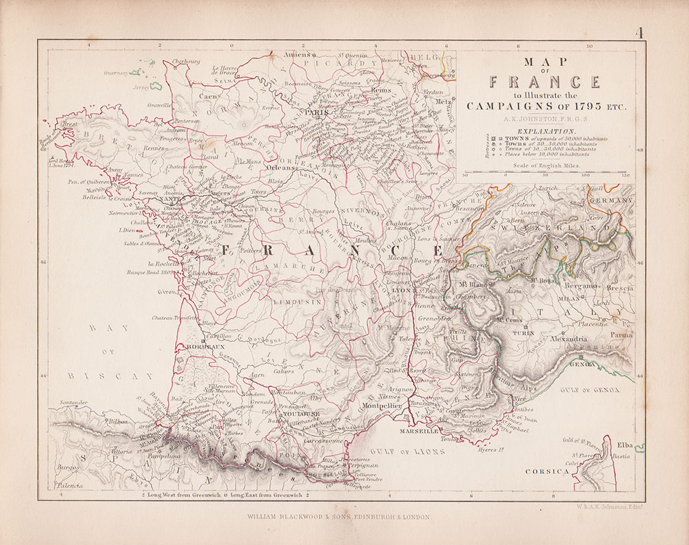 Map of France to illustrate the Campaigns of 1795 etc