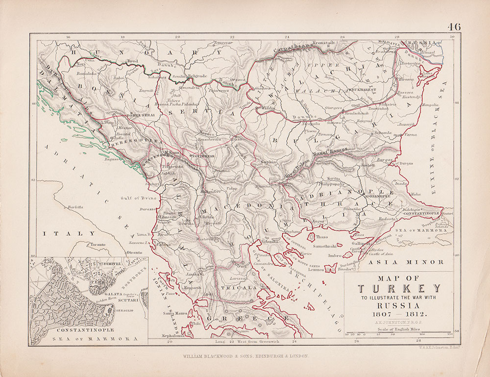 Map of Turkey to Illustrate the War with Russia 1807 - 1812 
