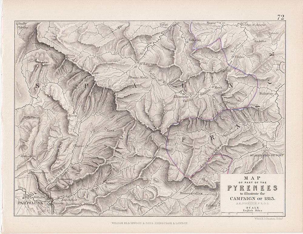 Map of part of the Pyrenees to illustrate the Campaign of 1813 