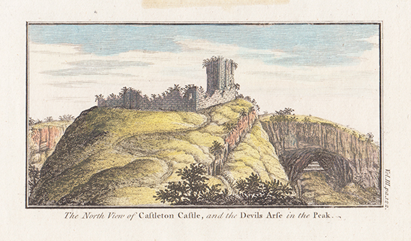 The North View of Castleton Castle and the Devils Arse in the Peak