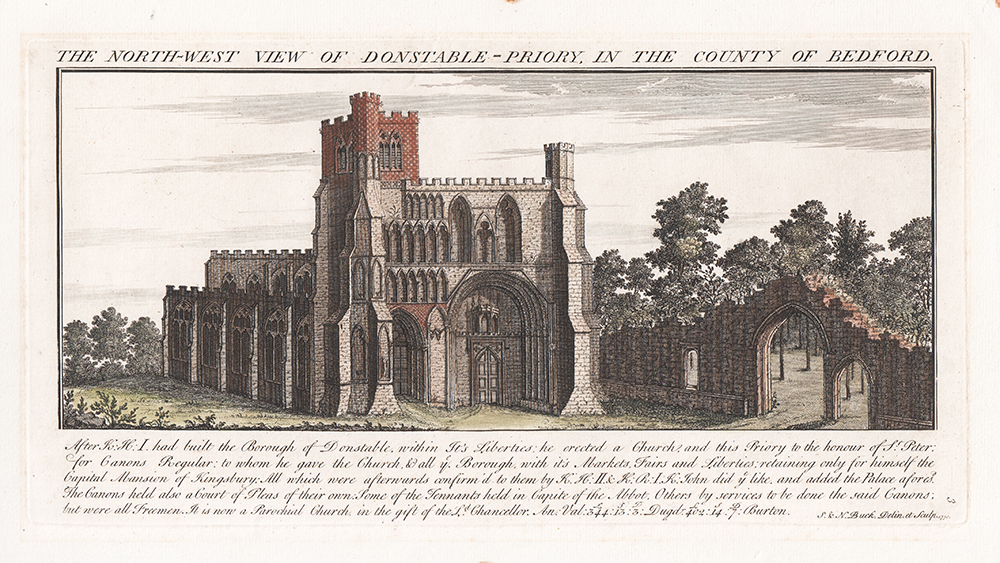 The North West View of Donstable Priory in the County of Bedford