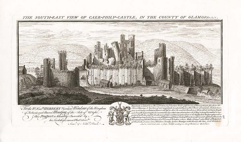 The South East View of Caer Phily Castle, in the County of Glamorgan. 