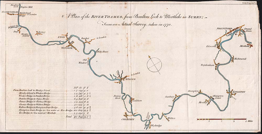 A Plan of the River Thames from Boulters Lock to Mortlake in Surrey 