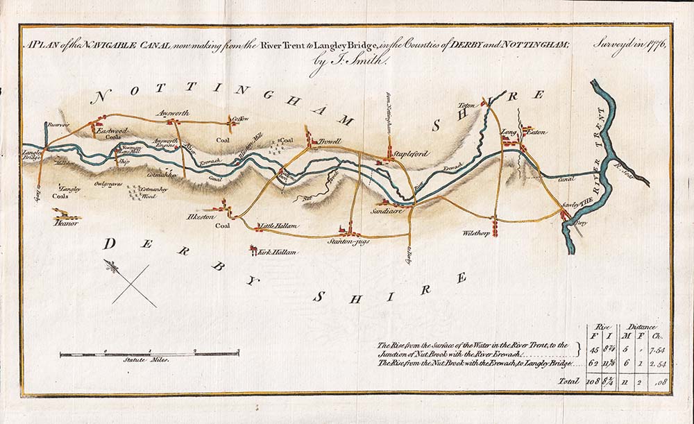 A Plan of the Navigable Canal now making from the River Trent to Langley Bridge in the Counties of Derby and Nottingham by J Smith