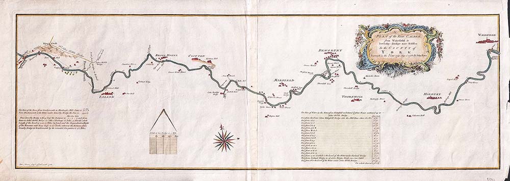 A Plan of the River Calder from Wakefield to Sowerby Bridge near Halifax in the County of York  Surveyed in the Years 1740 1741 & 1758 by John Eyes 
