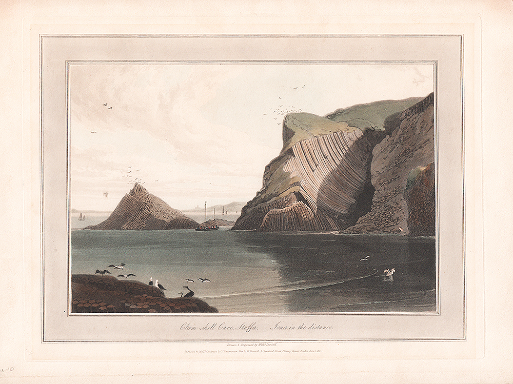 Clam-Shell Cave, Staffa, Iona in the distance - William Daniell.