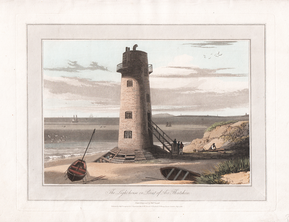 The Light - house on Point of Air Flintshire  -  William Daniell