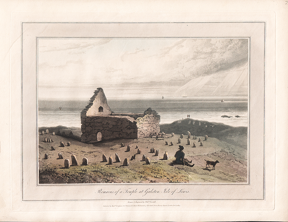 Remains of a Temple at Galston, Isle of Lewis - William Daniell.