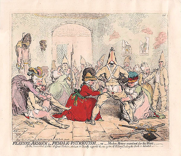 Gillray - Flannel Armour - Female Patriotism or Modern Heroes accoutred for Wars