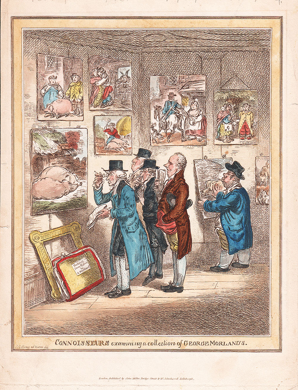 Gillray - Connoisseurs examining a collection of George Morland's