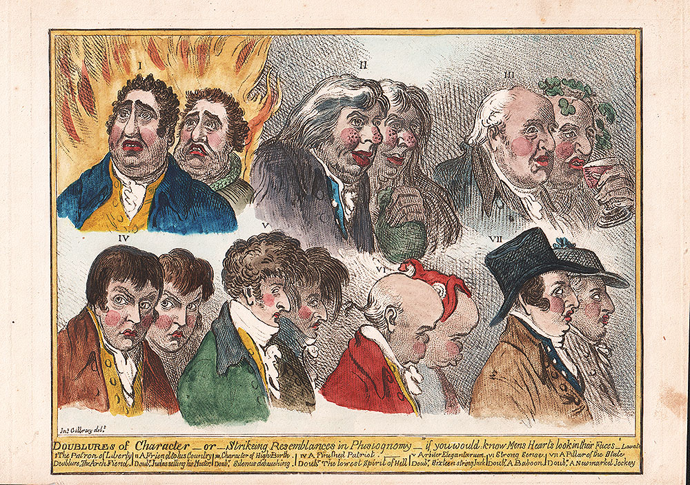 Gillray - Doublures of Character - or - Strikeing Resemblances in Phisiognomy