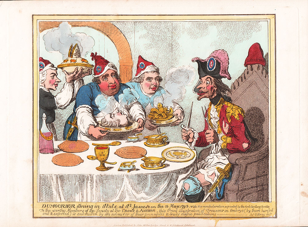 Gillray - Dumourier dining in State at St James's on the 15th May 1793 