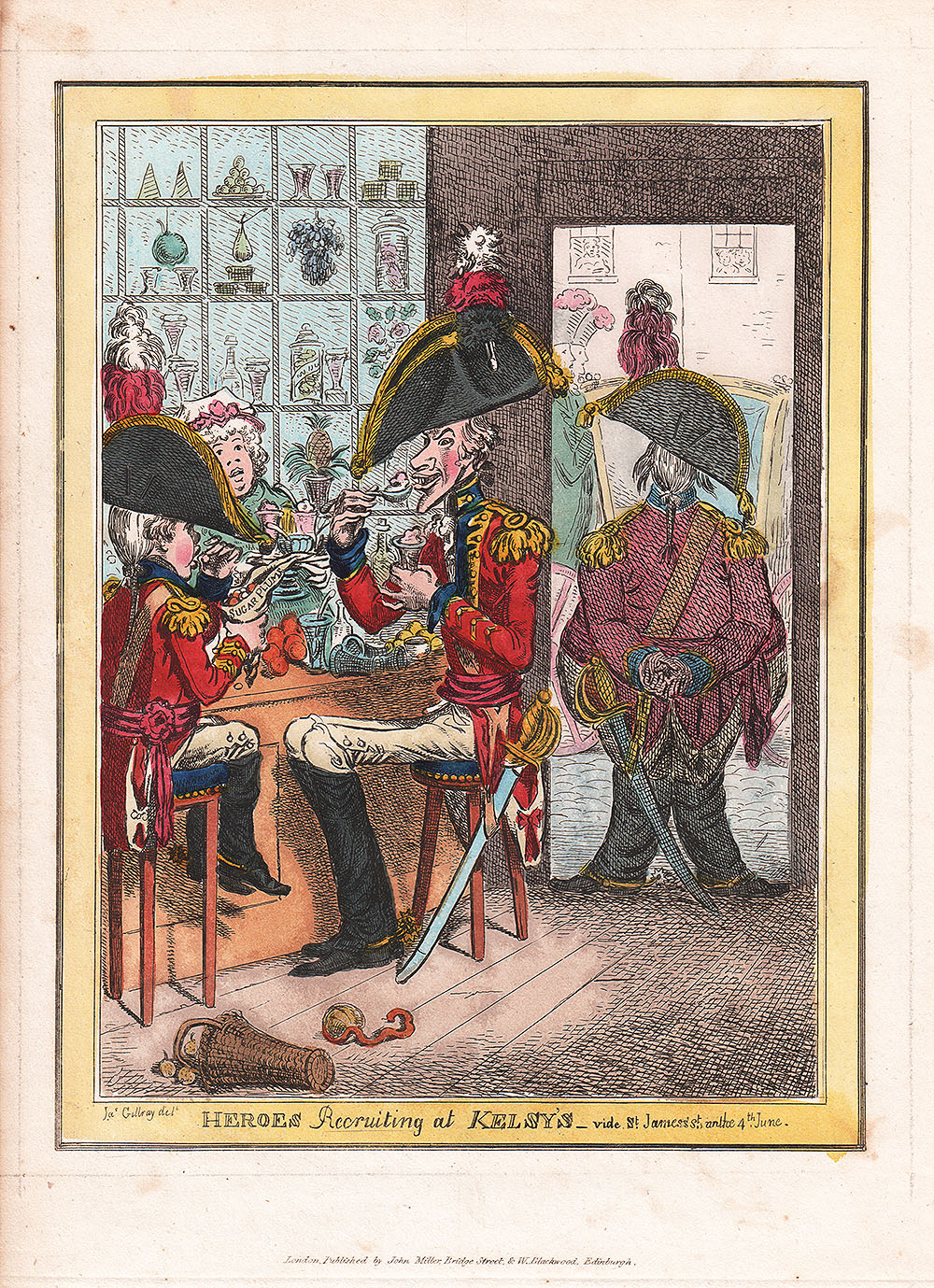 Gillray - Heroes Recruiting at KELSY'S - vide St James's St on the 4th June 
