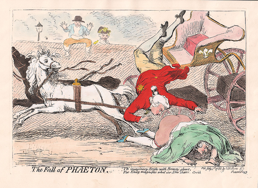 Gillray - The Fall of Phaeton Th' imaginary Bride with Beauty glows For Envy magnifies whateer She shows