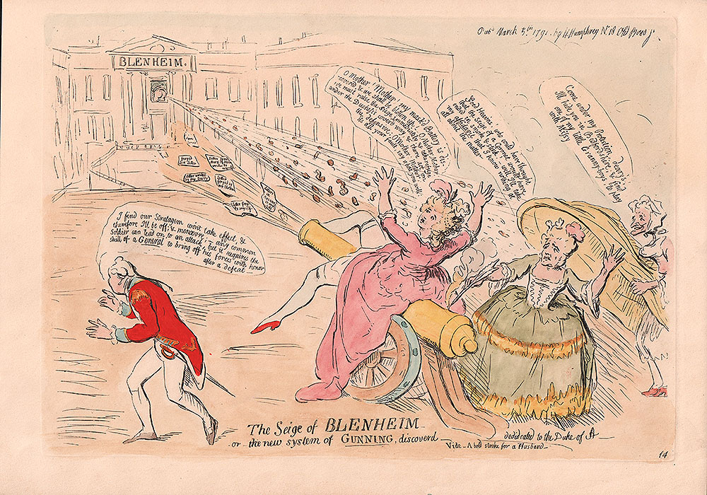 Gillray - The Seige of Blenheim or the new system of Gunning discovered