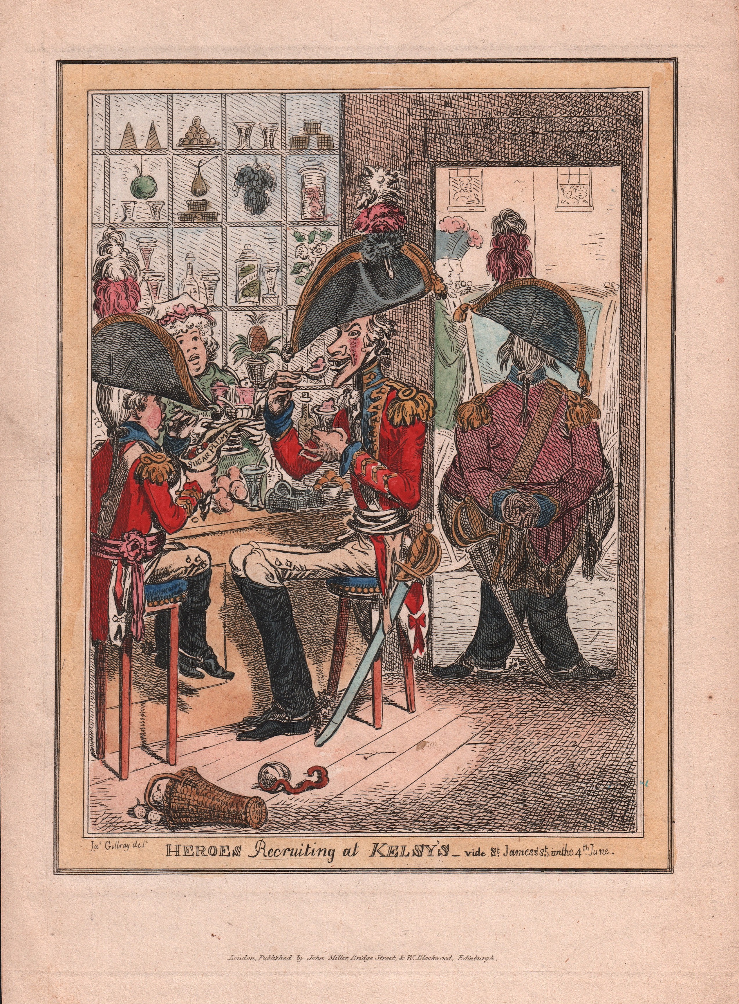 Gillray - Heroes Recruiting at KELSY'S - vide St James's St on the 4th June 