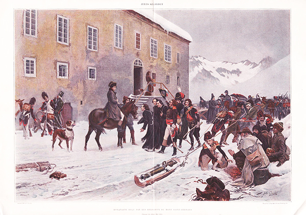  Bonaparte reçu par les religieux du Mont Saint Bernard  Passage des Alpes; May 1800