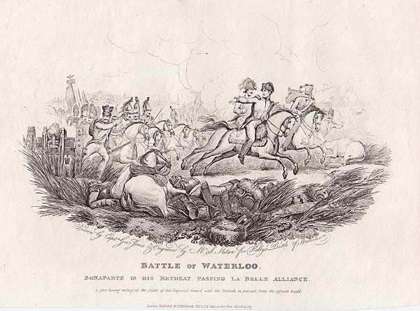 Battle of Waterloo  Bonaparte in his Retreat passing La Belle Alliance
