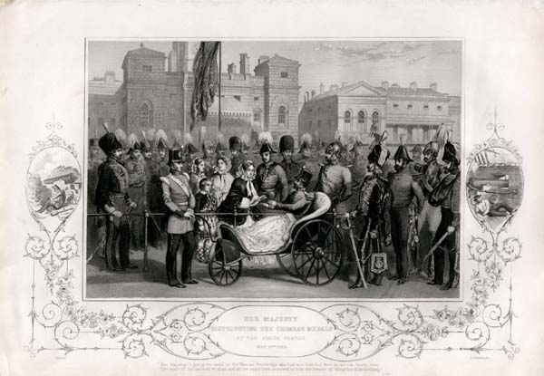 Her Majesty distributing the Crimean Medals at the Horse Guards  May 18th 1856