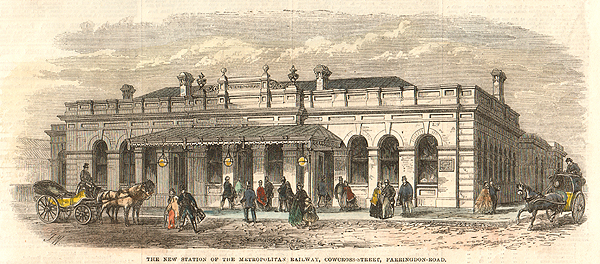 The New Station of the Metropolitan Railway Cowcross Street Farringdon Road
