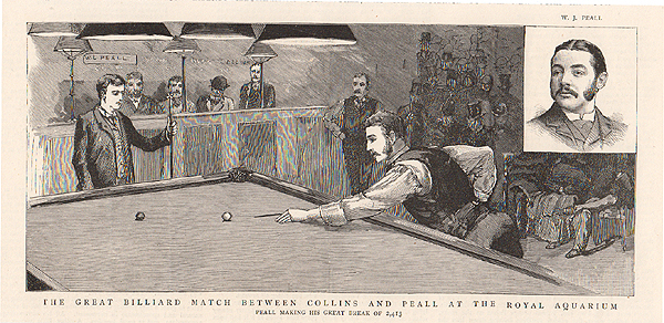 The Great Billiard Match between Collins and Peall at the Royal Aquarium 