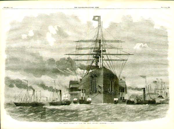 The Great Eastern rounding the point opposite Blackwall
