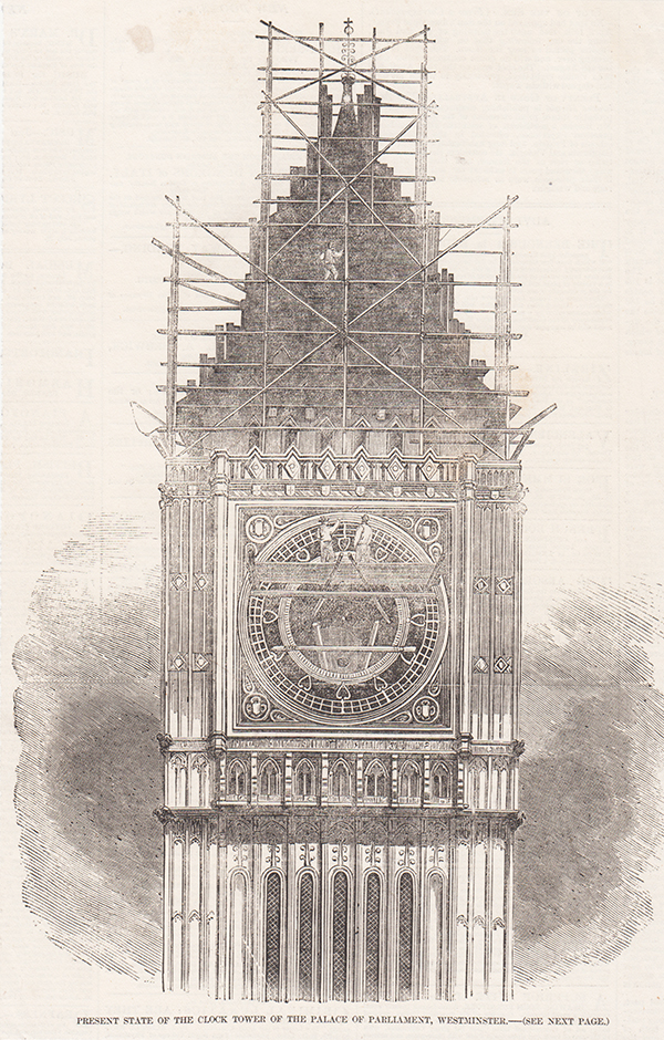 Present State of the Clock Tower of the Palace of Parliament Westminster