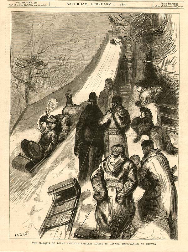 The Marquis of Lorne and the Princess Louise in Canada  -  Tobogganing at Ottowa.