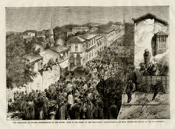 Revolution in Turkey - Scene in the street of the Divan-Yolou, Constantinople.