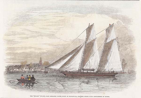 The Volna Wave Iron Schooner Yacht built at Blackwall for the Grand Duke Constantine of Russia 