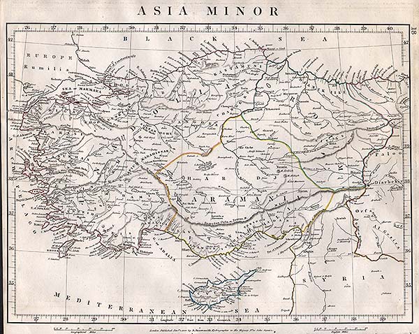 Asia Minor Sive Regiones intra Maria Amanum Montem et Euphratem sitae cum Insulis    -  Aaron Arrowsmith