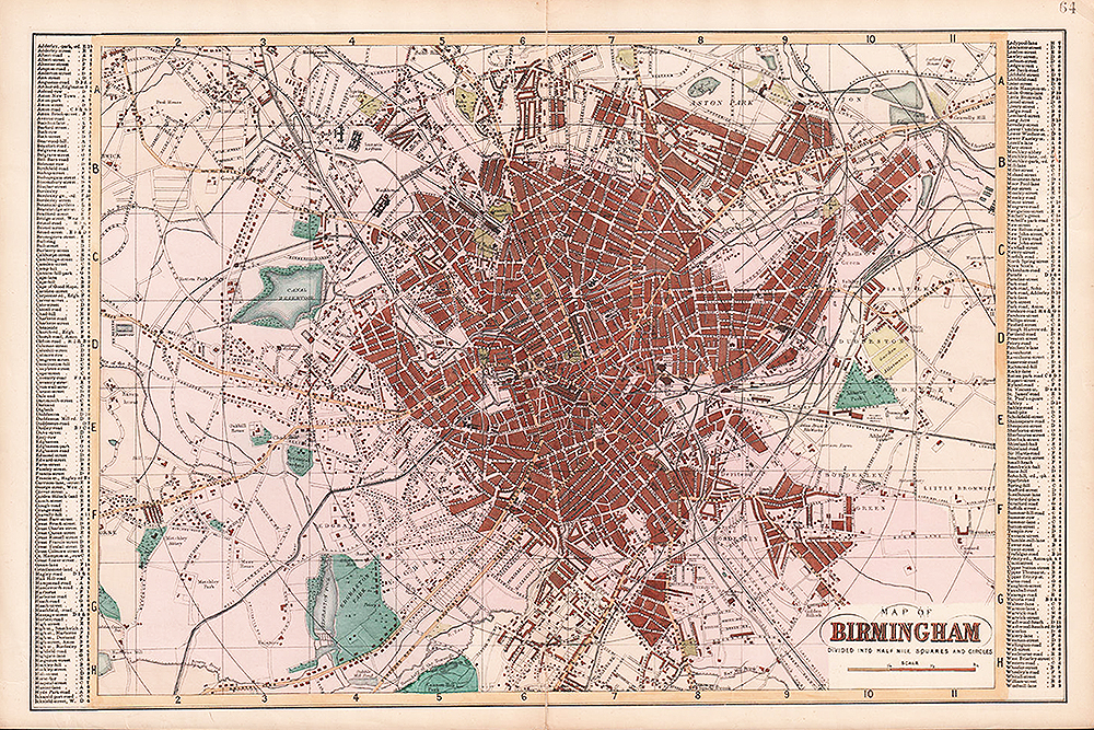 Map of Birmingham Divide into half mile squares