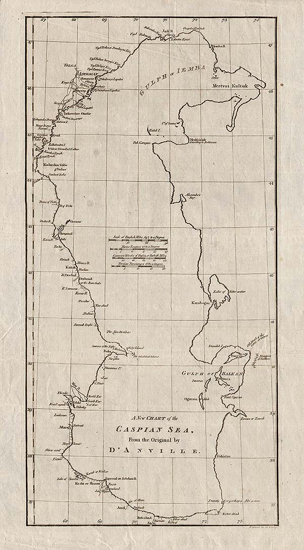 A New Chart of the Caspian Sea From the Original ny D'Anville  Jean Baptiste Bourguignon d’Anville
