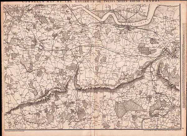 Cassell's Map of the Environs or Twenty Miles round London      Four Maps