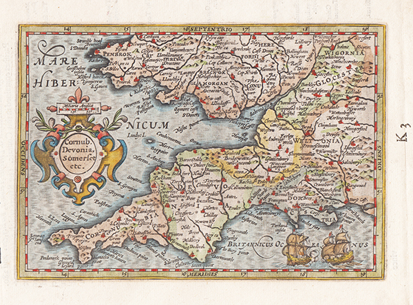 The Fourth Table of England - Cornub Devonia Somerset etc - Gerard Mercator