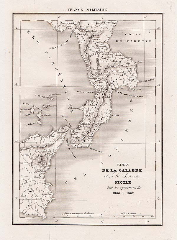 Carte de la Calabre et de la Côte de Sicile Pour les operations de 1806 st 1807 