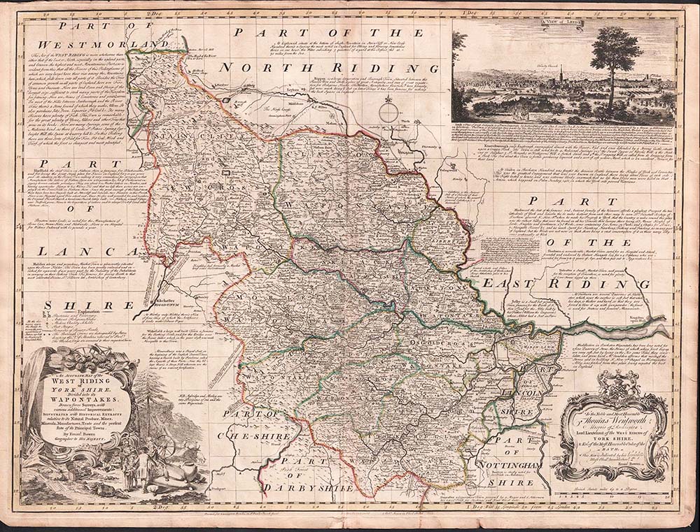 Emanuel Bowen - An Accurate Map of the West Riding of Yorkshire Divided into its Wapontakes...