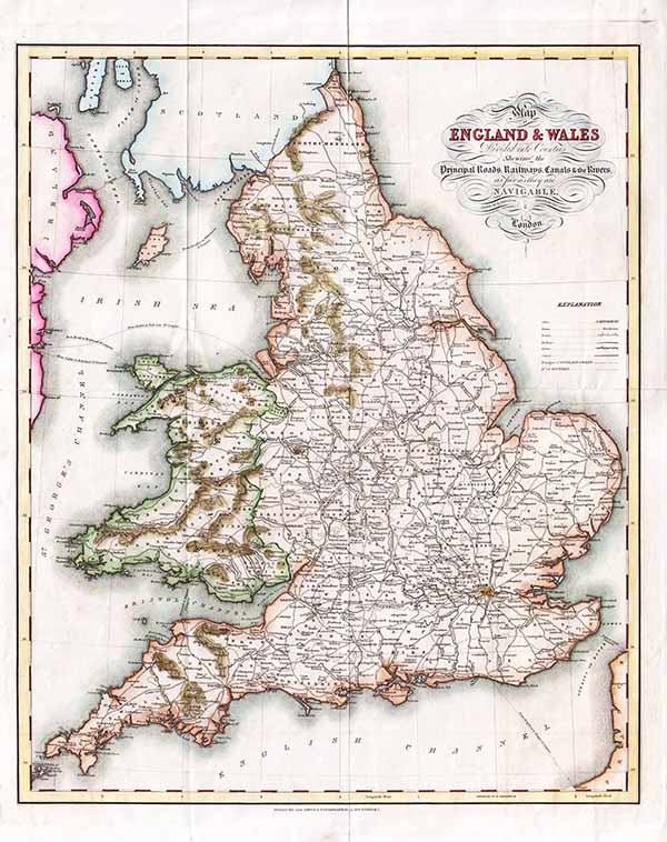 Lewis's Topographical - Map of England and Wales Divided into Counties 