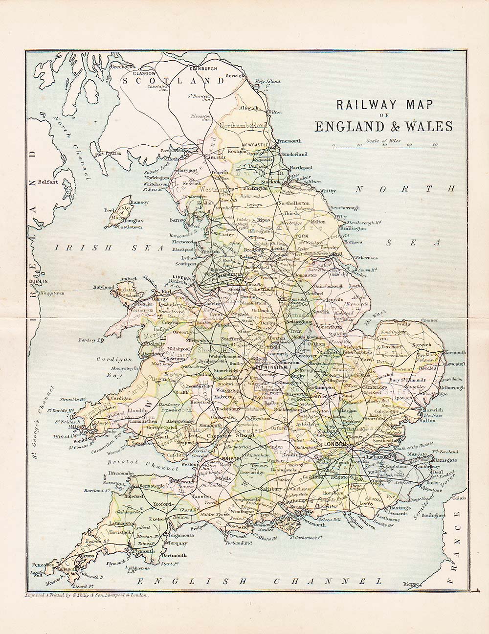 George Philip - Railway Map of England and Wales.