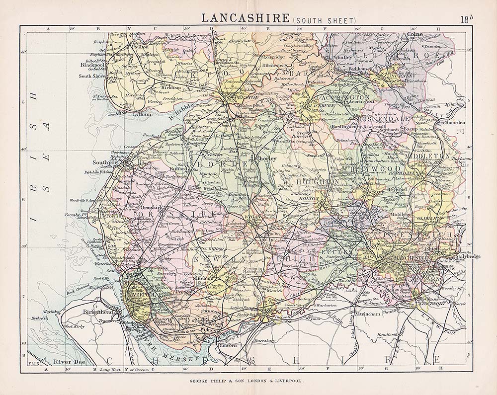 John Bartholomew - George Philip  Lancashire South Sheet